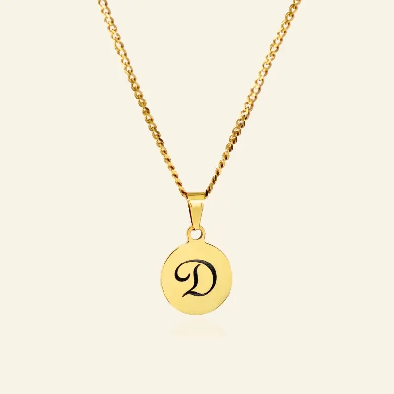 Bedel Initial graveren goudkleurig met ketting