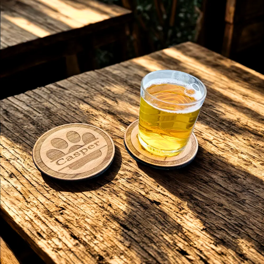 Gepersonaliseerde onderleggers met naam hondenpoot