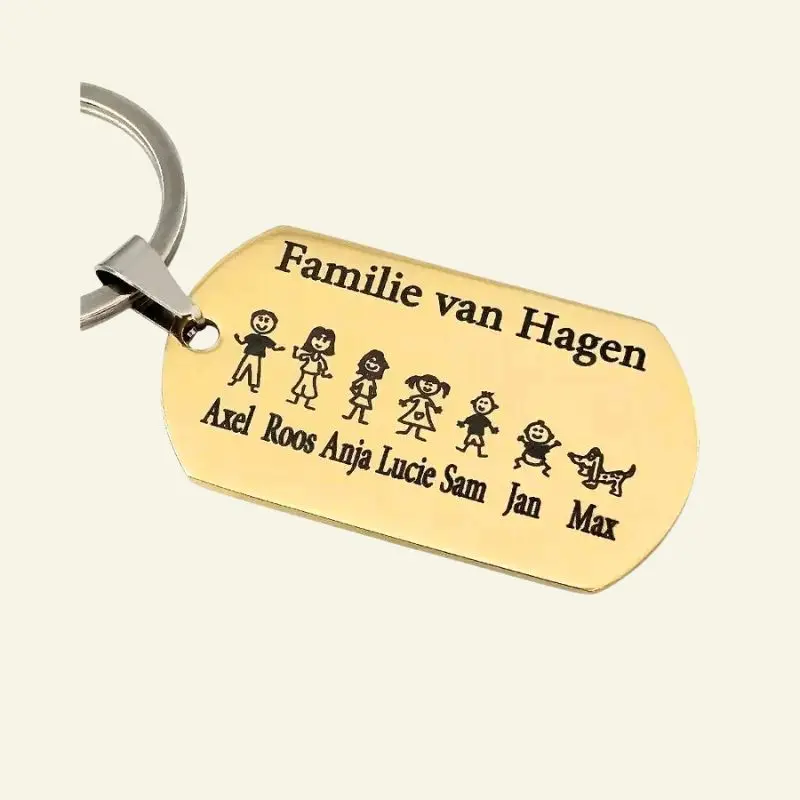 Gepersonaliseerde sleutelhanger met poppetjes Titanium