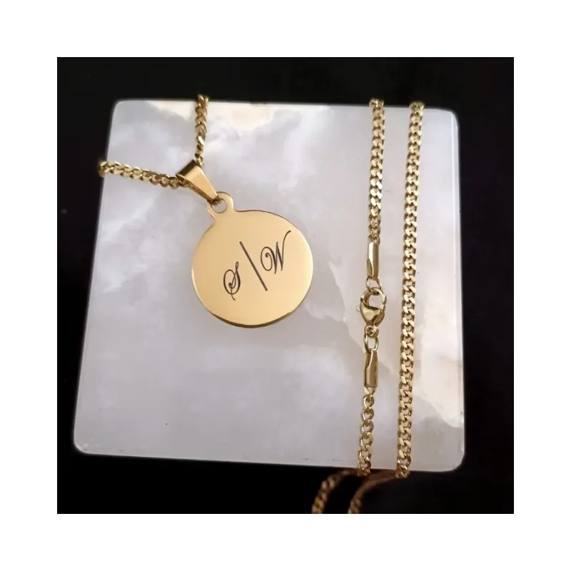 Bedel 2 Initialen graveren goudkleurig met ketting