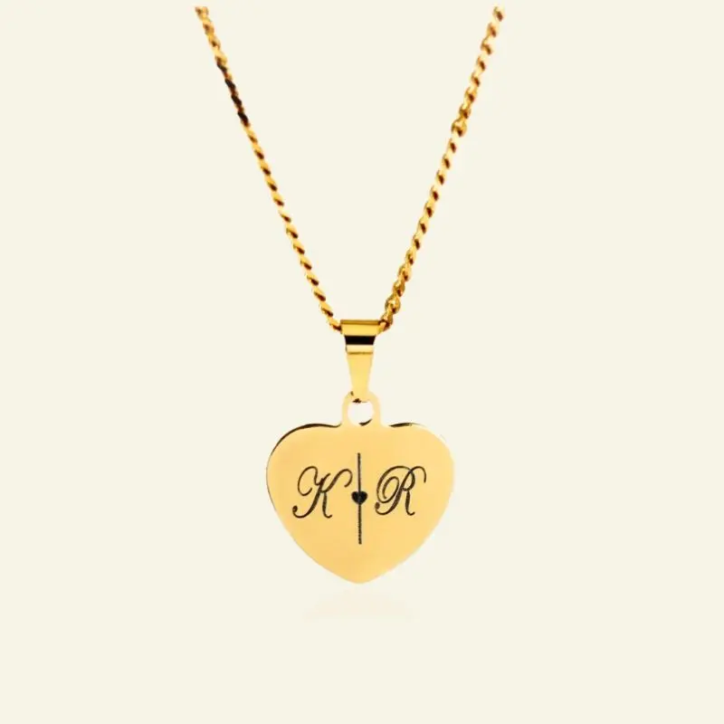 Bedel Initialen hartje gravure met ketting