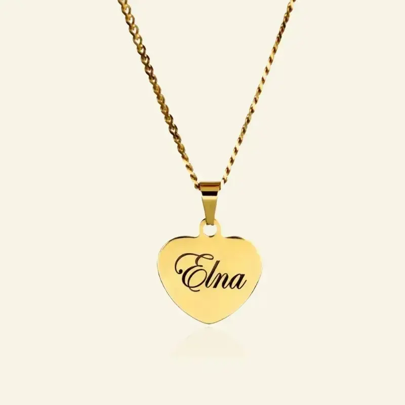 Bedel hartje met naam graveren met ketting